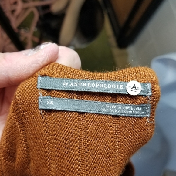 Anthropologie Karla boat neck burnt orange rust ribbed dolman sleeve sweater - Picture 9 of 10